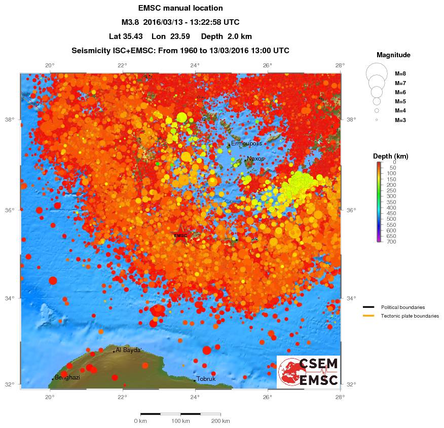 regional depth historical seismicity
