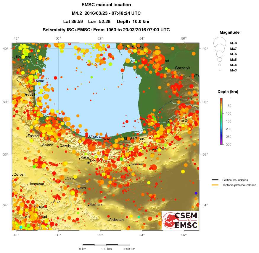 regional depth historical seismicity