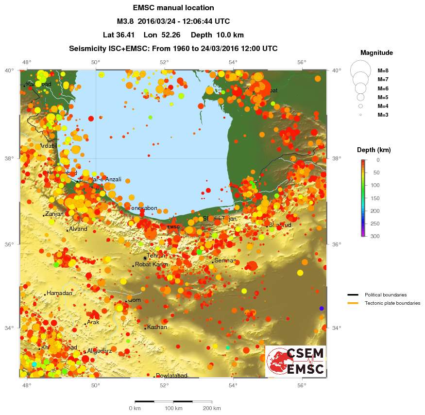 regional depth historical seismicity