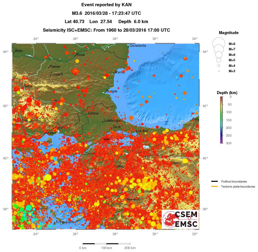 regional depth historical seismicity