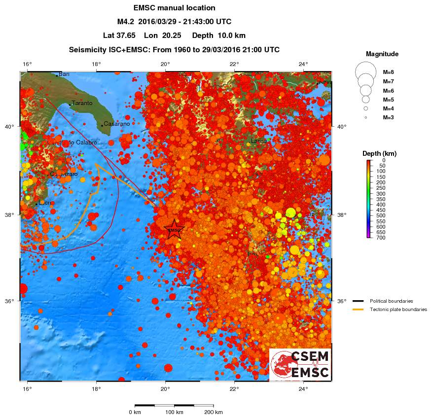 regional depth historical seismicity