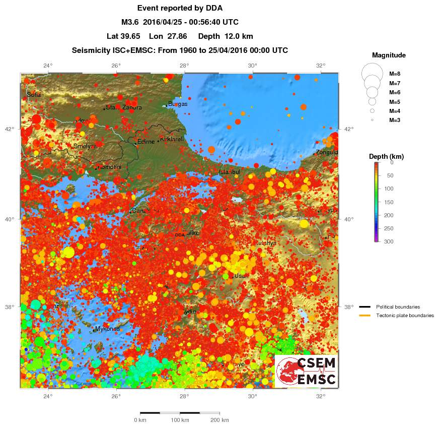 regional depth historical seismicity