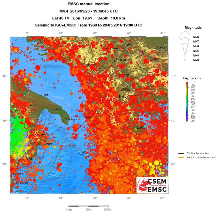 regional depth historical seismicity
