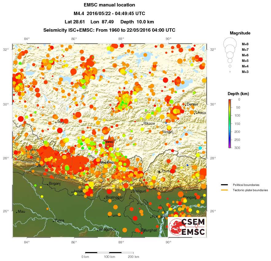 regional depth historical seismicity