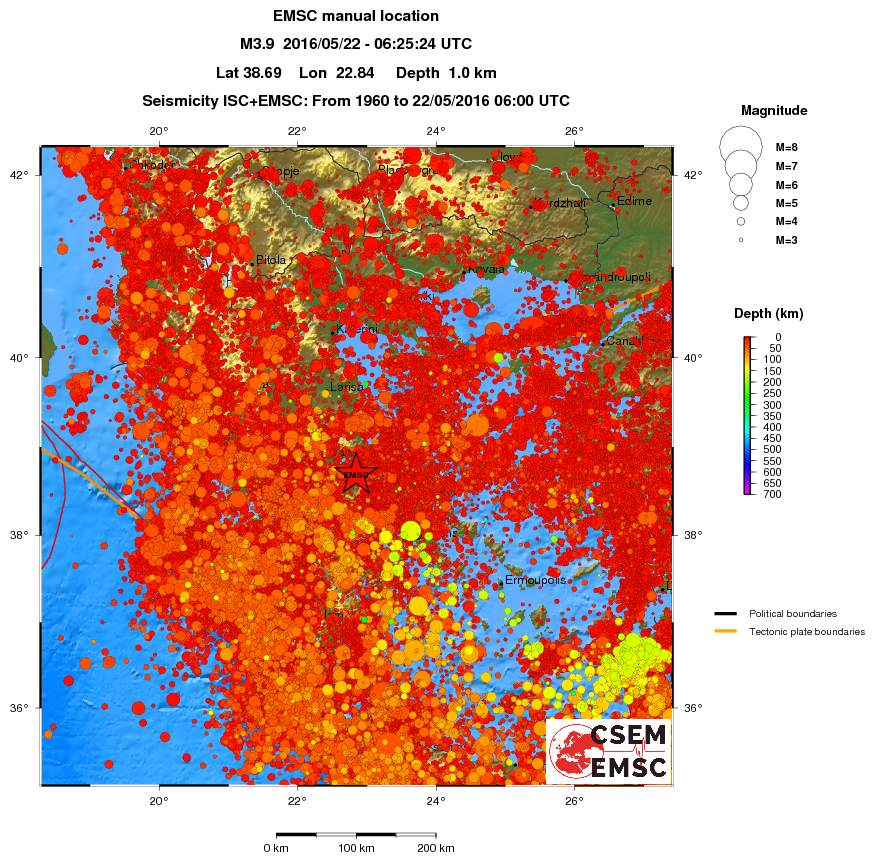 regional depth historical seismicity