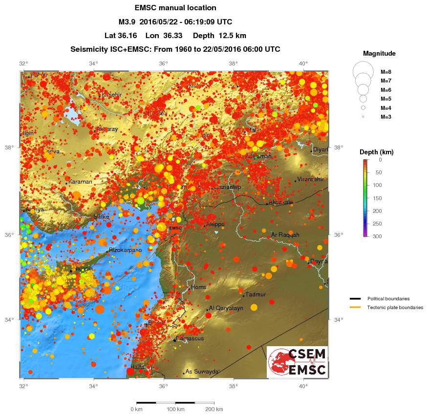 regional depth historical seismicity