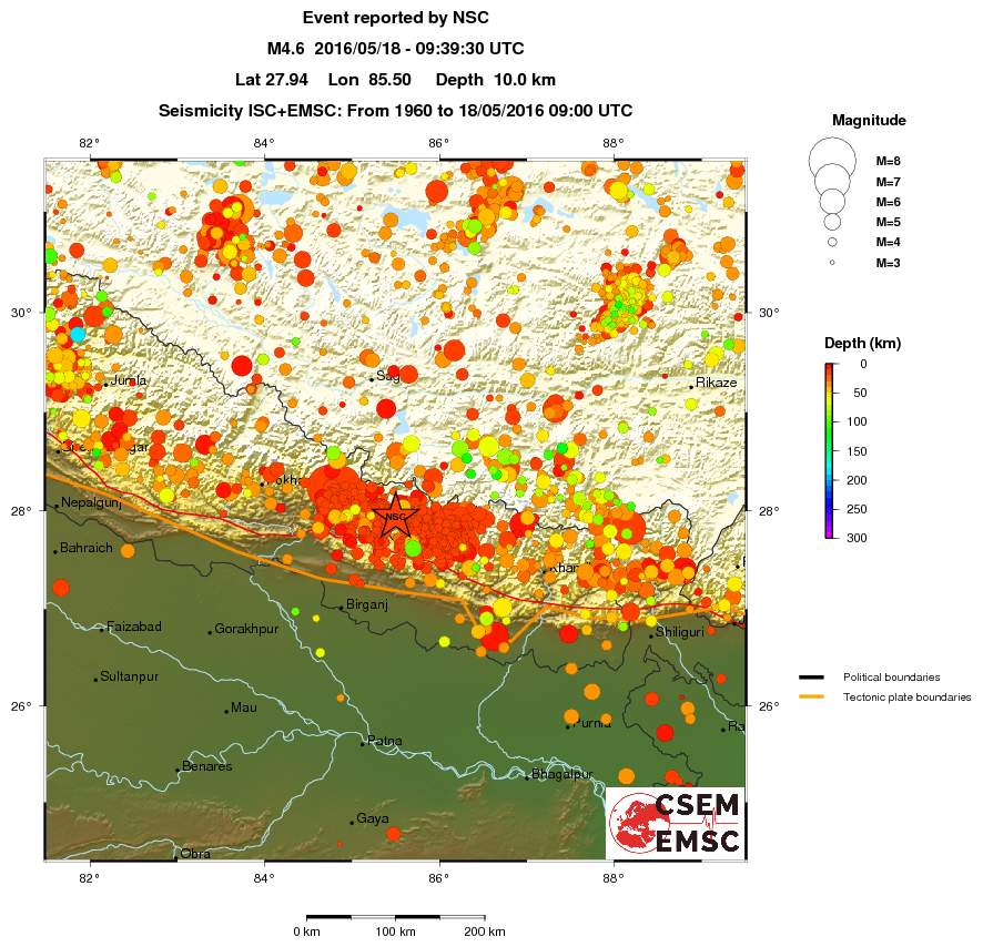 regional depth historical seismicity