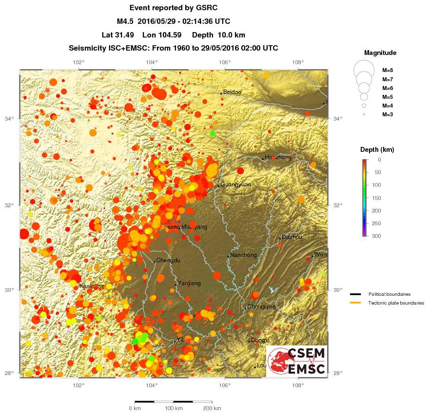 regional depth historical seismicity