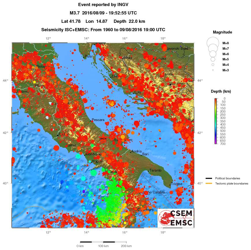 regional depth historical seismicity
