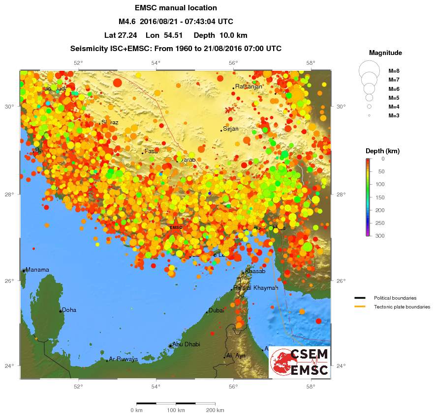 regional depth historical seismicity