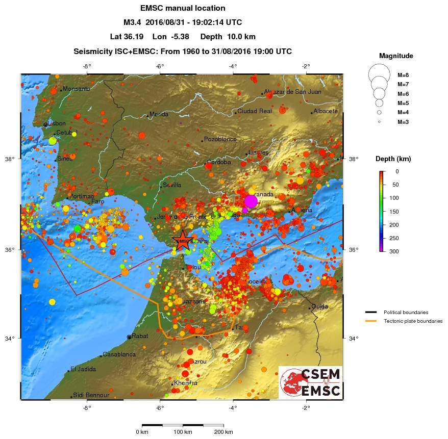 regional depth historical seismicity