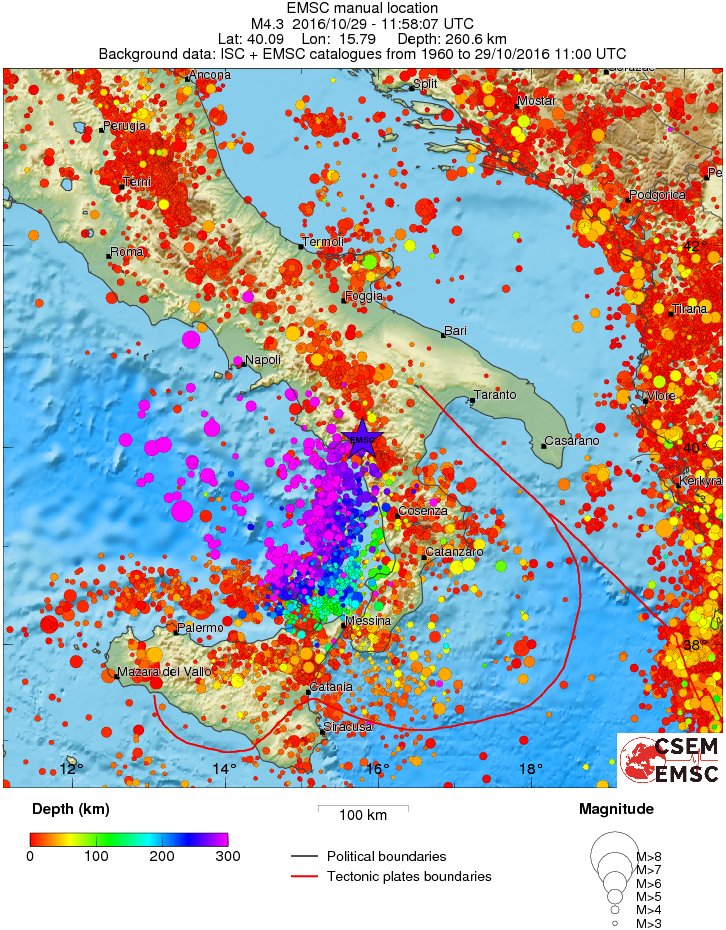 regional depth historical seismicity