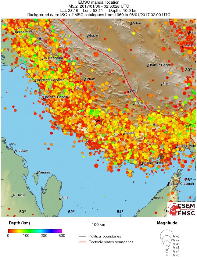 regional depth historical seismicity