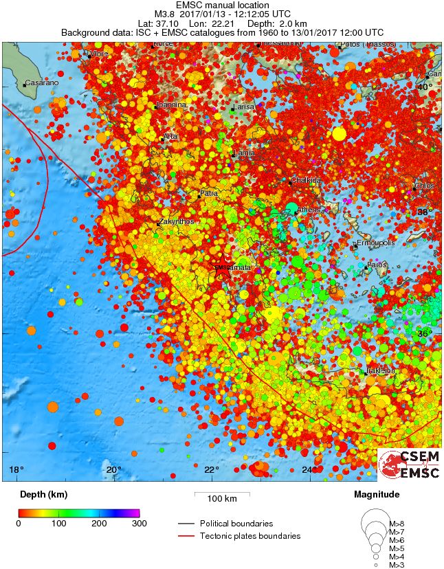 regional depth historical seismicity