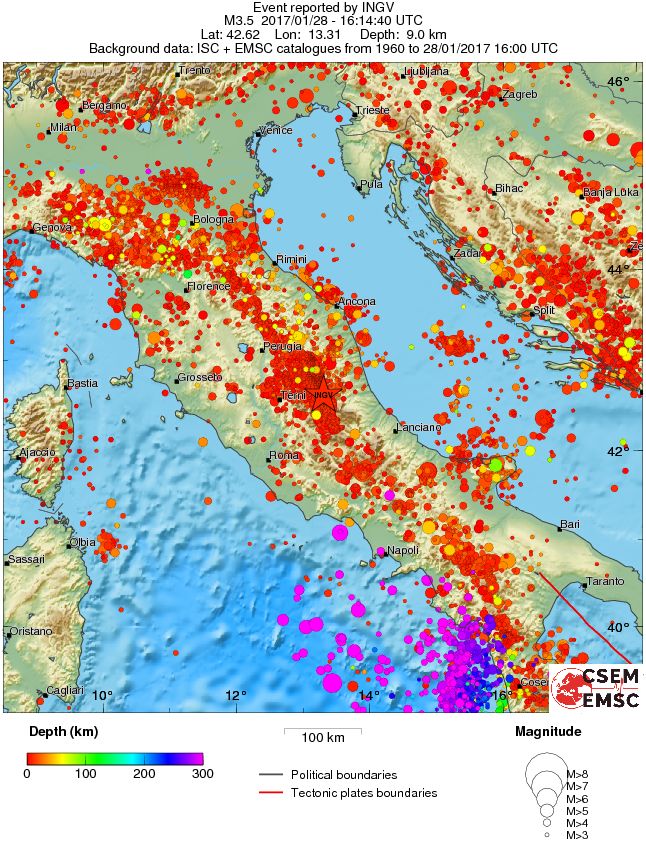 regional depth historical seismicity