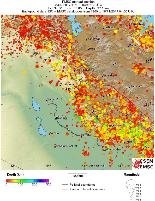 regional depth historical seismicity