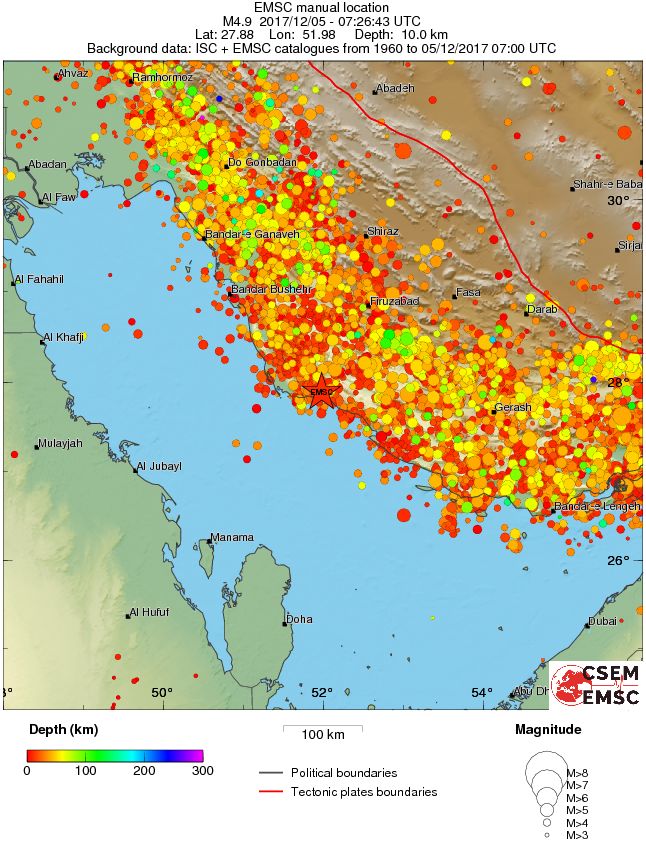 regional depth historical seismicity