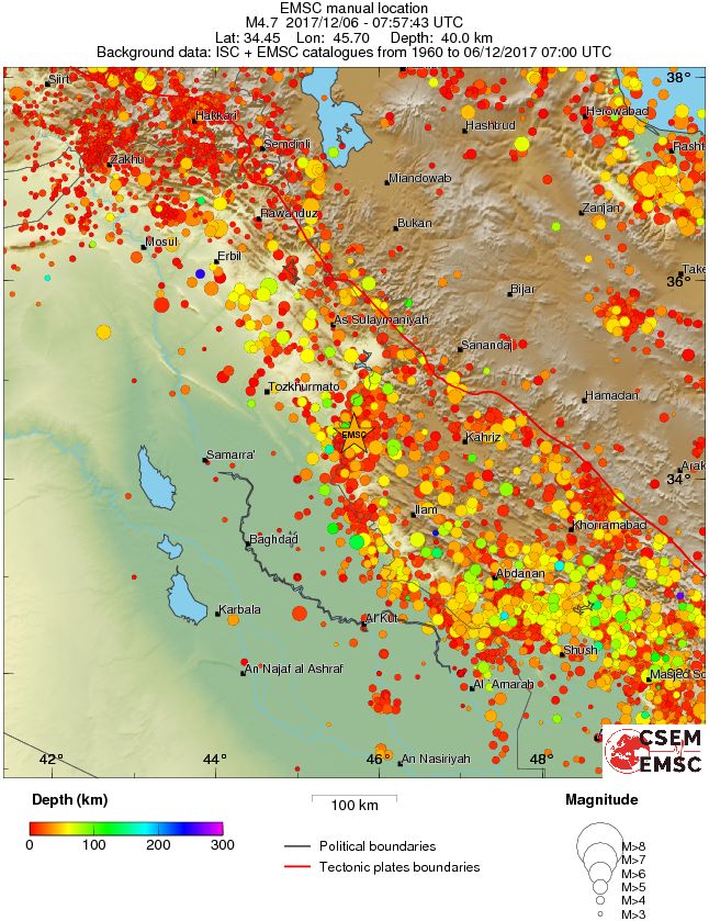 regional depth historical seismicity