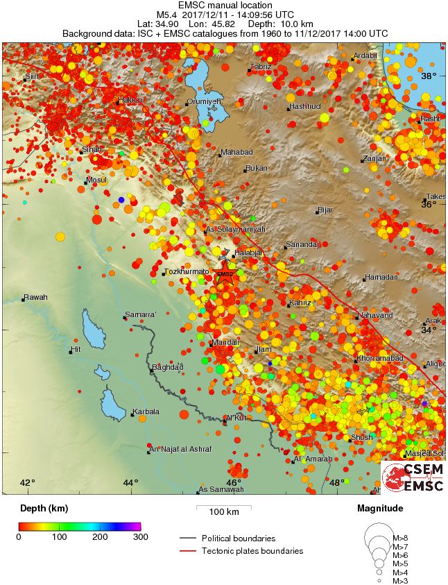 regional depth historical seismicity