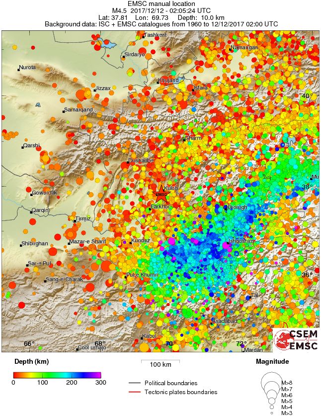 regional depth historical seismicity