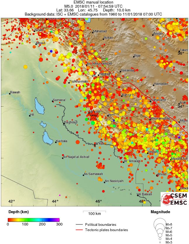 regional depth historical seismicity