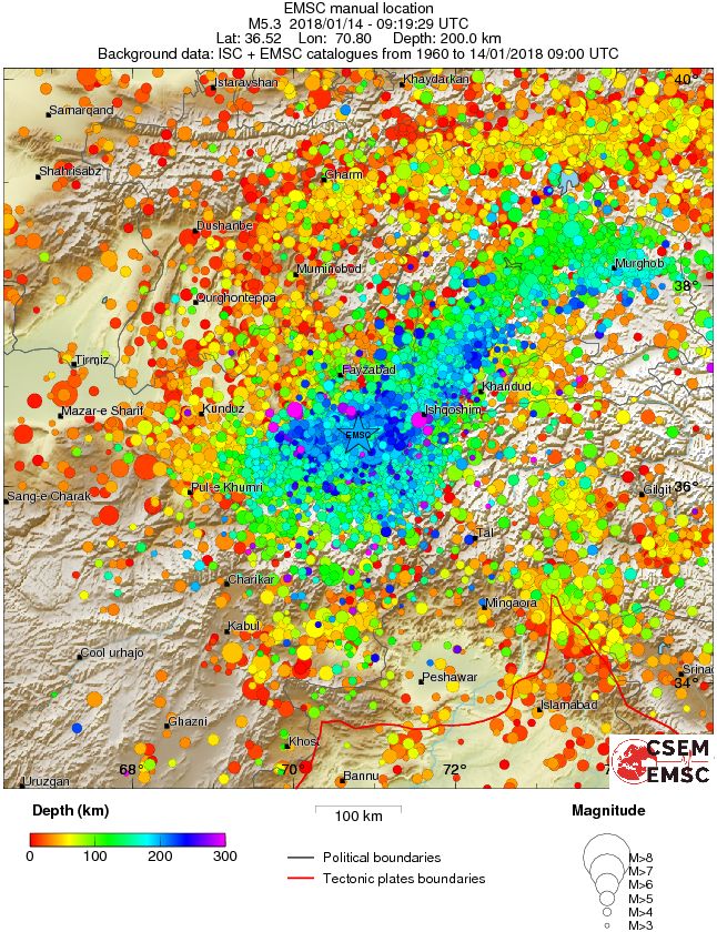regional depth historical seismicity