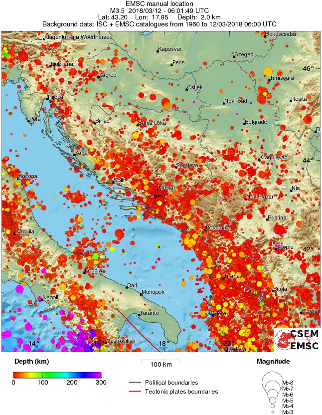 regional depth historical seismicity