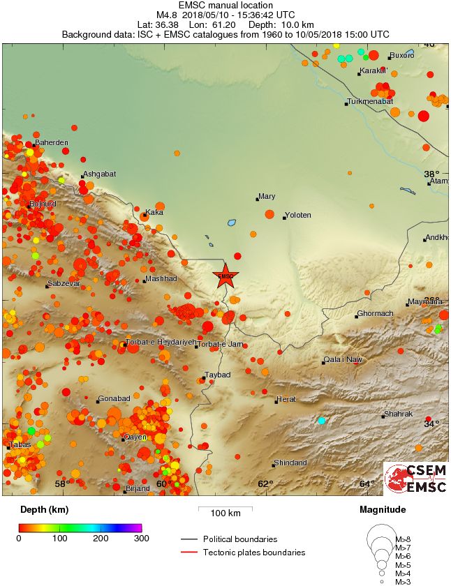 regional depth historical seismicity