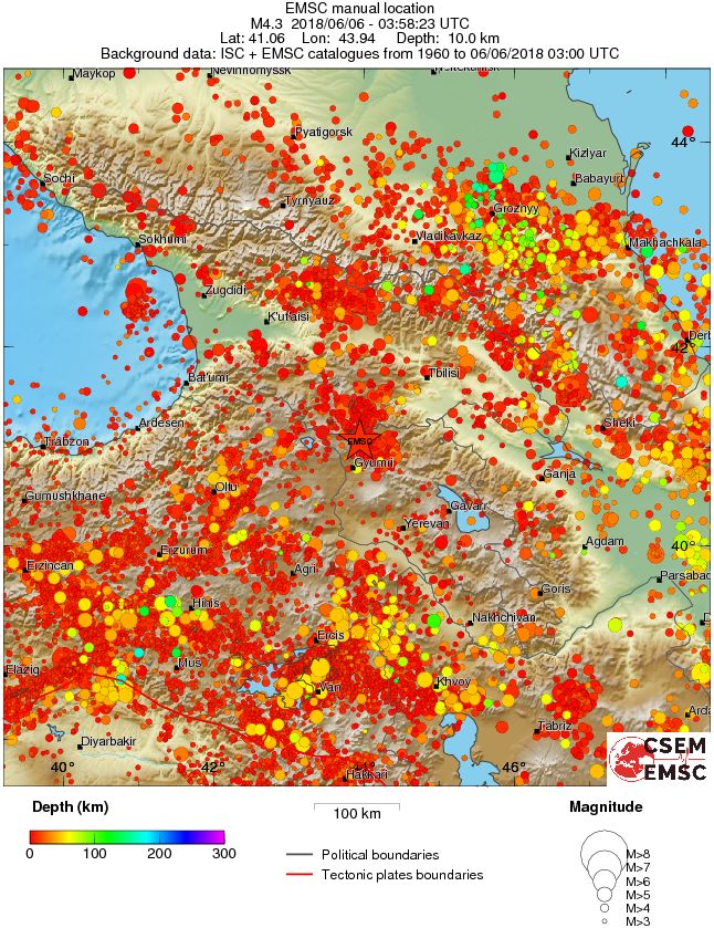 regional depth historical seismicity