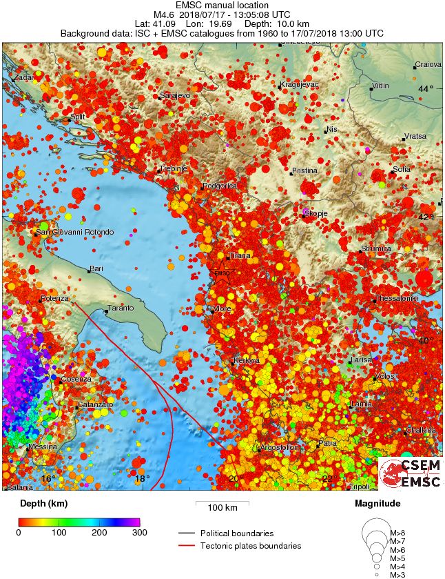 regional depth historical seismicity