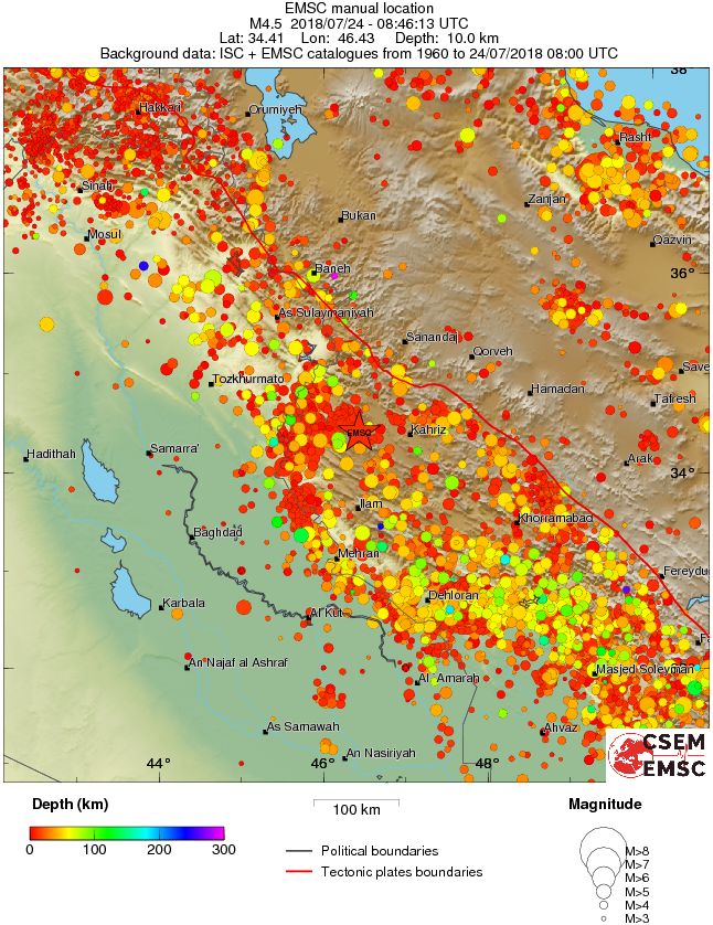 regional depth historical seismicity
