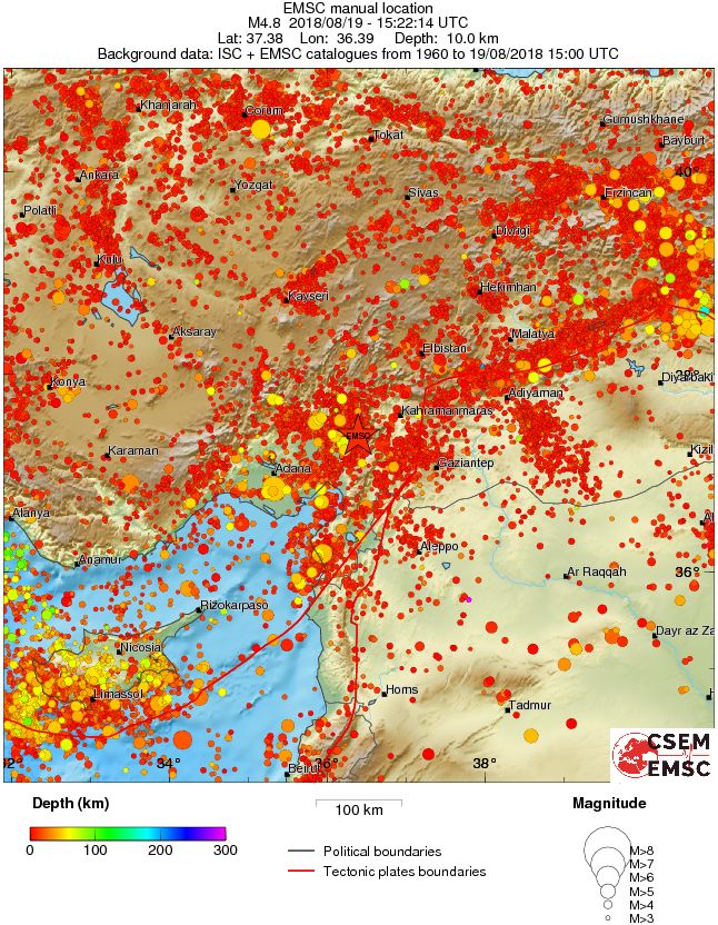regional depth historical seismicity