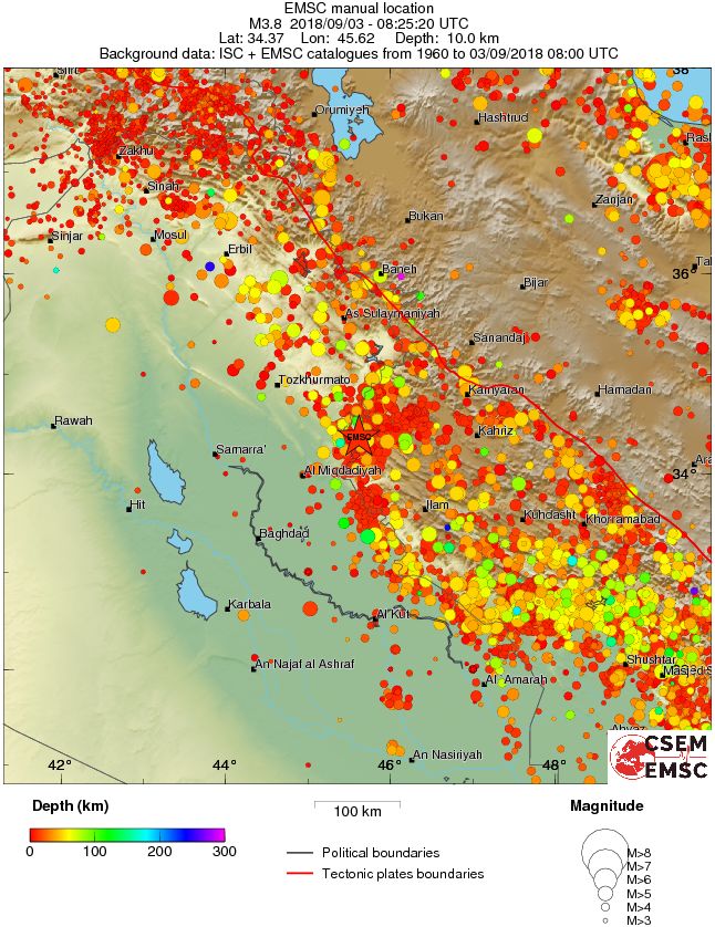 regional depth historical seismicity