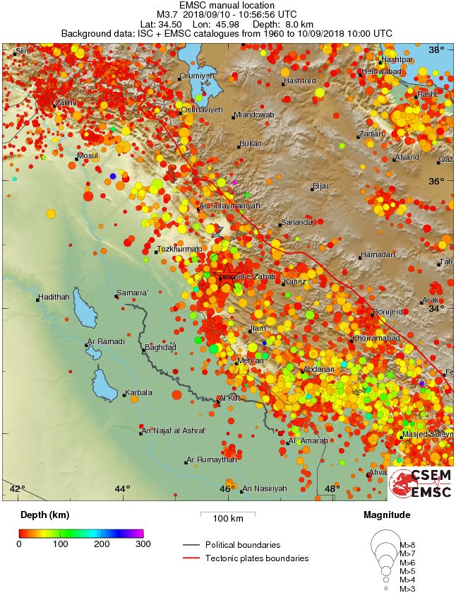 regional depth historical seismicity