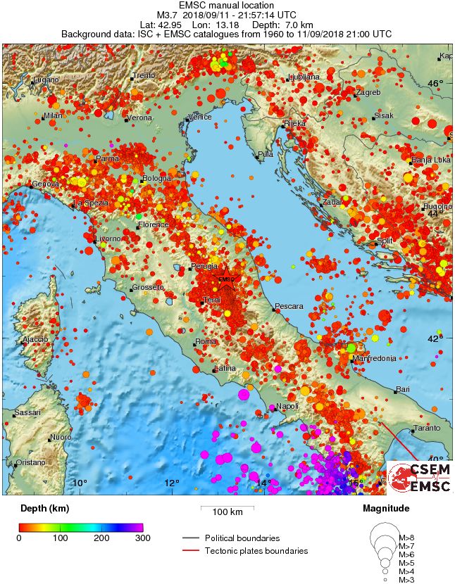 regional depth historical seismicity