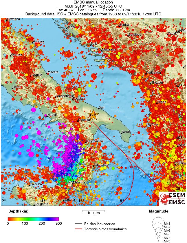 regional depth historical seismicity