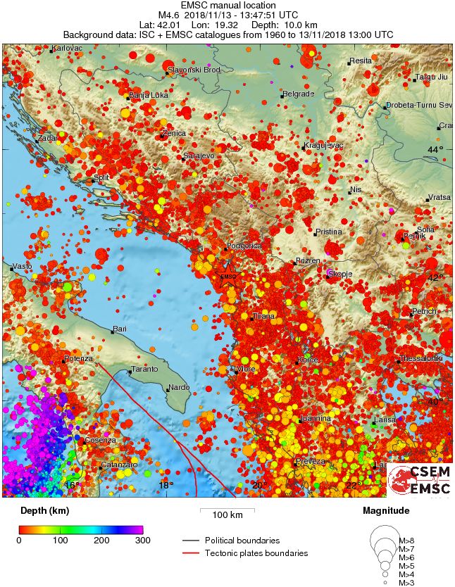 regional depth historical seismicity
