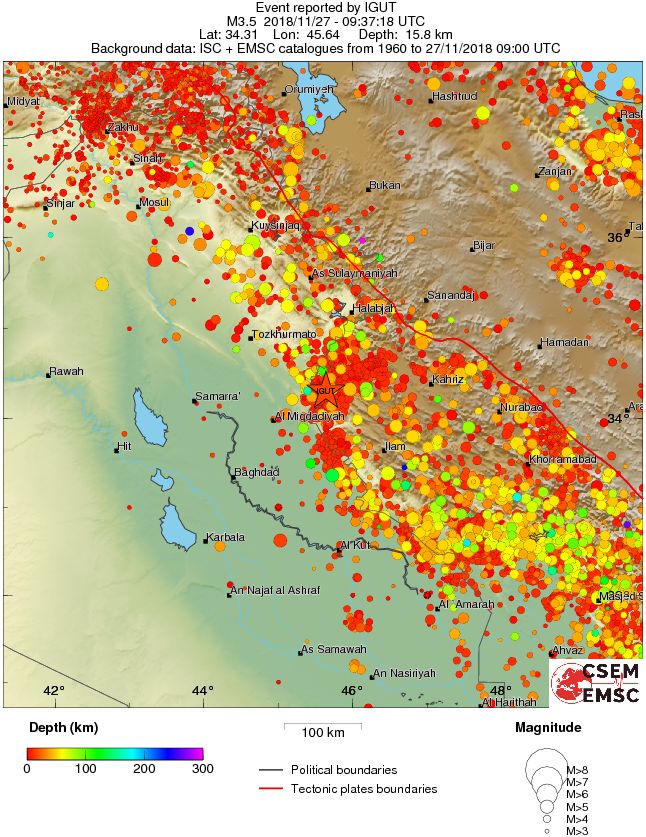 regional depth historical seismicity