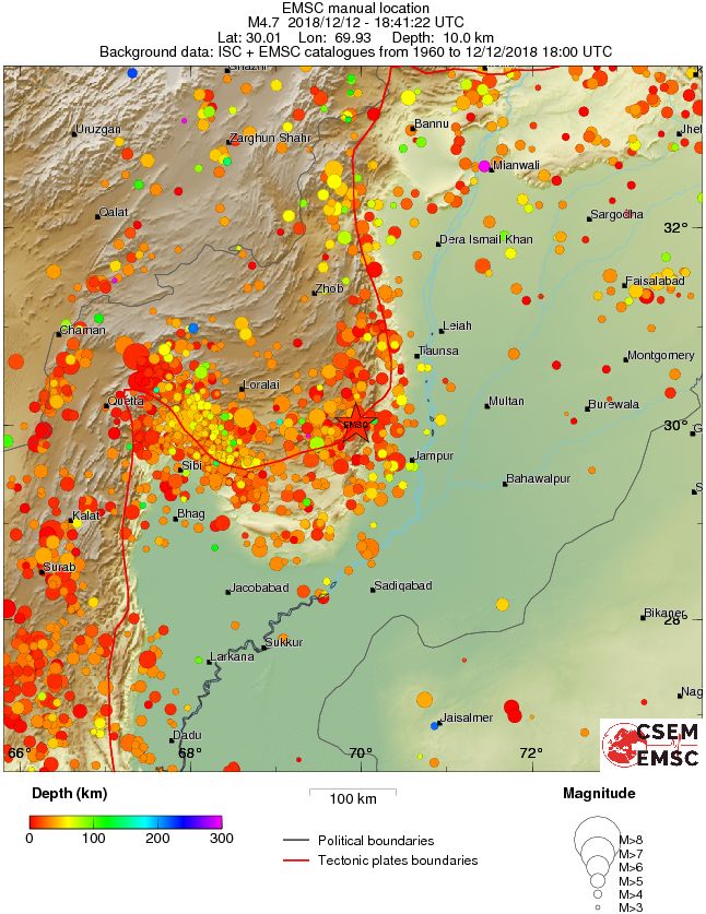 regional depth historical seismicity