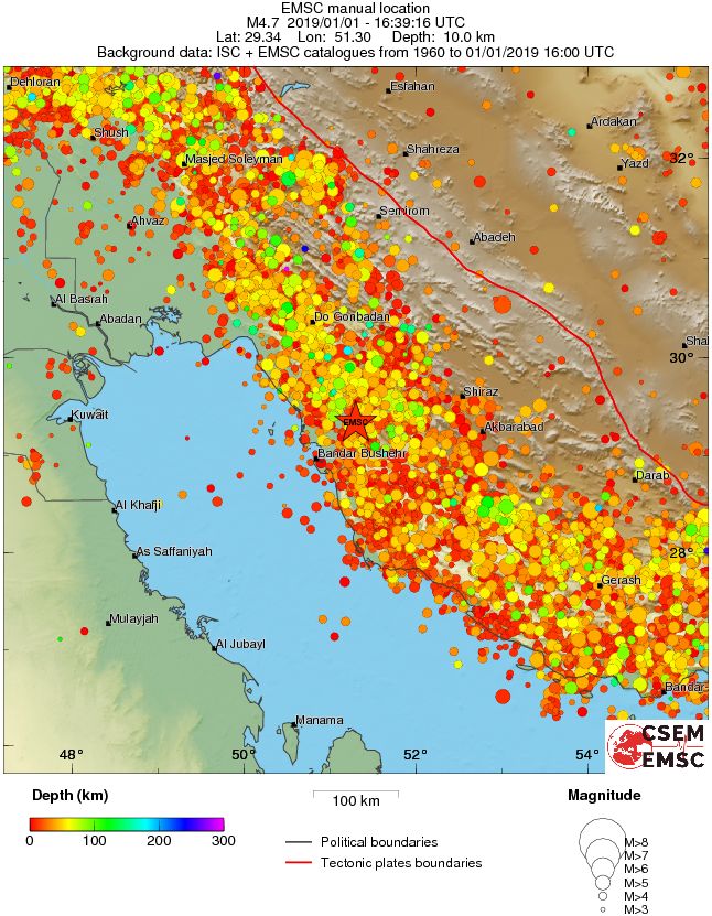regional depth historical seismicity