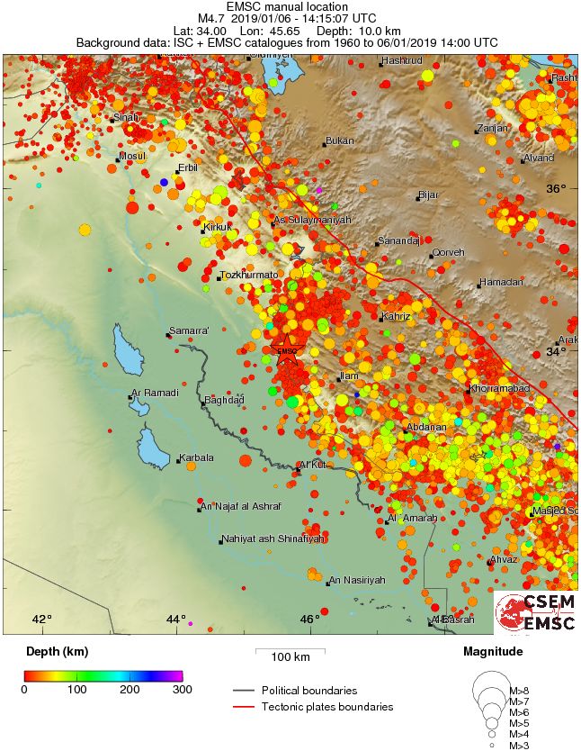 regional depth historical seismicity