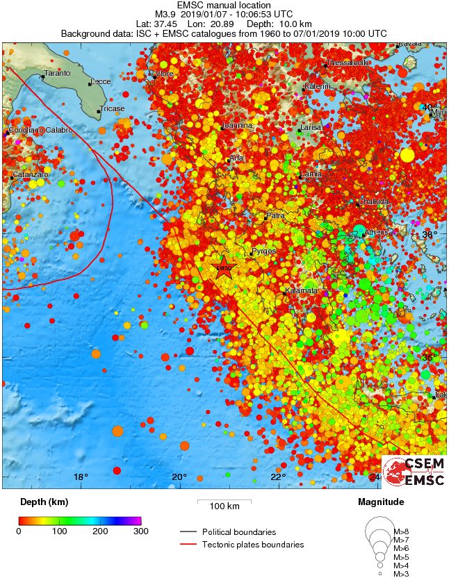regional depth historical seismicity
