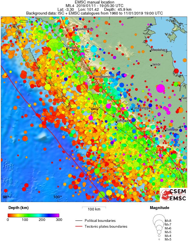 regional depth historical seismicity