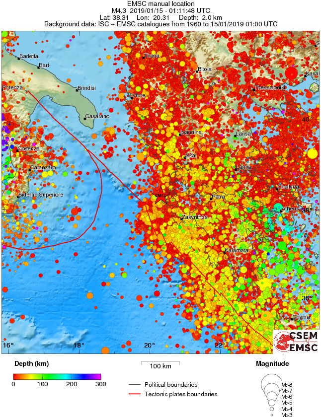 regional depth historical seismicity