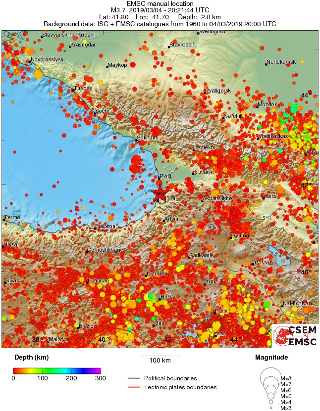 regional depth historical seismicity