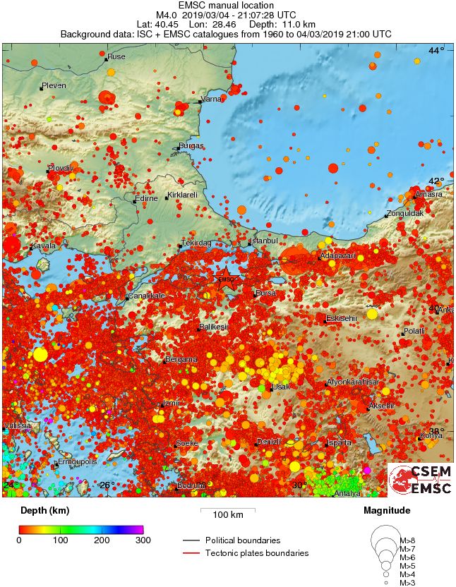 regional depth historical seismicity