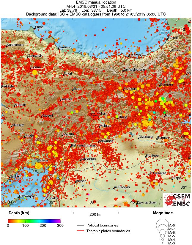 regional depth historical seismicity