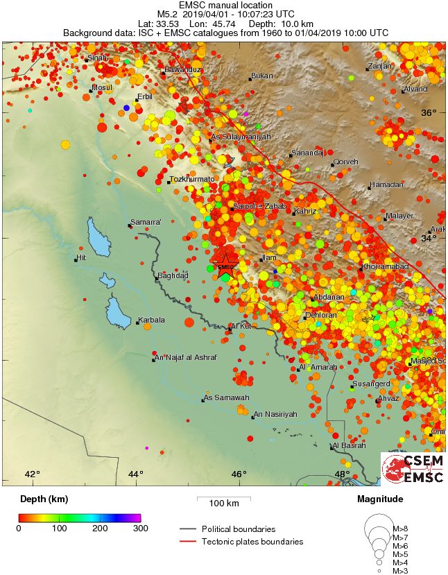 regional depth historical seismicity
