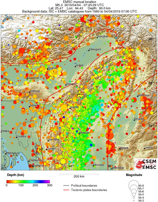 regional depth historical seismicity