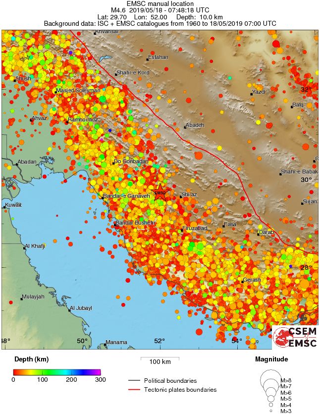 regional depth historical seismicity
